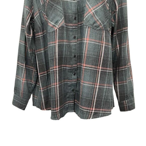 2/$30 Maurices Distressed Plaid Long Sleeve Button Up Lightweight Shirt Top 1 - Picture 5 of 9